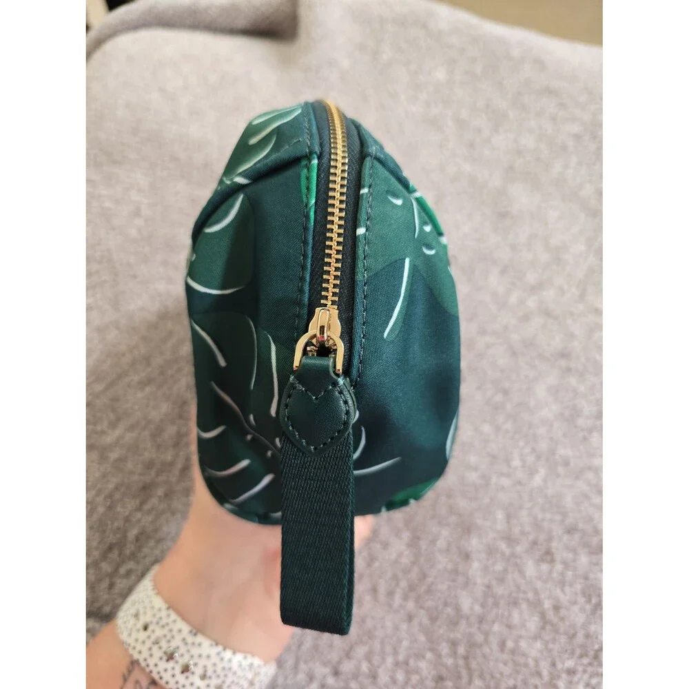 Kate Spade New York Green Leaf Print Cosmetic Bag